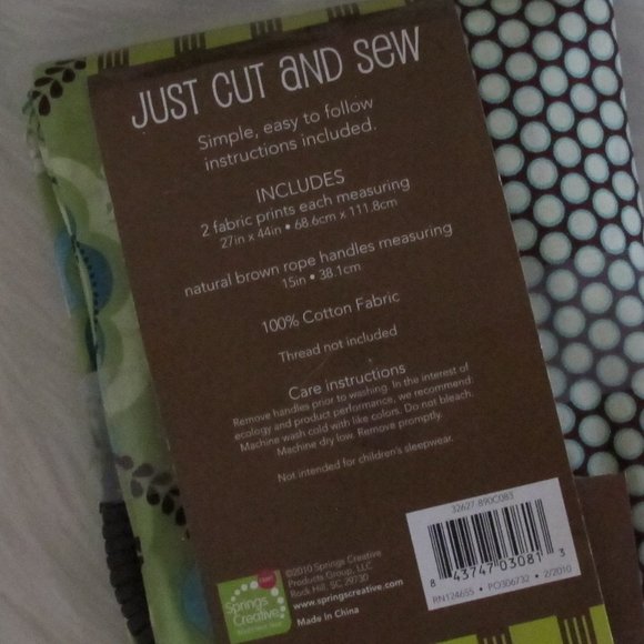 Springs Creative | DIY Hobo Tote Reversible Kit Green Brown Groovy Print - Picture 4 of 4